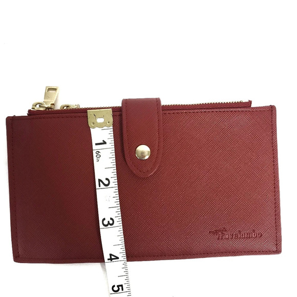 Travelambo Womens Wallet RFID Blocking Bifold Multi Card Case Red Minimalist - Picture 7 of 7